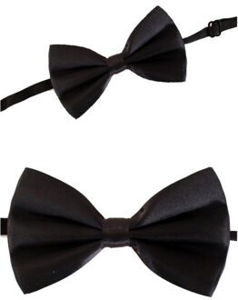 Carnaval verkleed vlinderstrikje - zwart - 12 cm - voor dames/heren - strikken - kleding