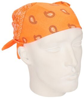 Carnaval verkleed zakdoek bandana - neon oranje - 53 x 53 cm - kind/volwassenen