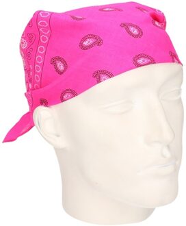 Carnaval verkleed zakdoek bandana - neon roze - 53 x 53 cm - kind/volwassenen