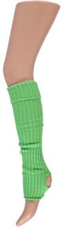 Carnaval verkleedkleding Beenwarmers - met hielgat - neon groen - dames - Eighties thema