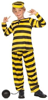 Carnaval verkleedkleding boevenpak - geel/zwart - kinderen - gevangene kostuum -boef Multi