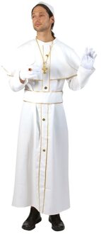 Carnaval verkleedkleding - Paus kostuum/gewaad - wit - met kapje - heren - polyester
