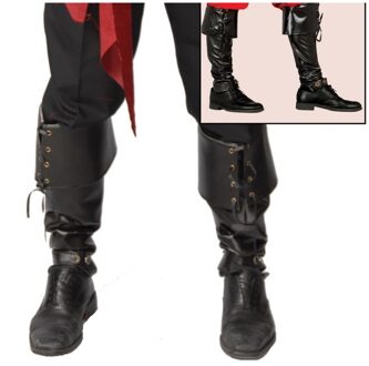 Carnaval verkleedkleding zwarte laars hoezen - 52 cm - Piraten - Halloween