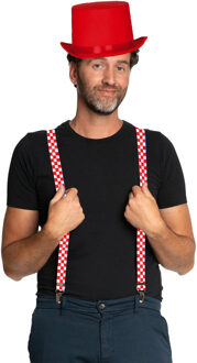 Carnaval verkleedset hoed en bretels - Brabant - rood - volwassenen - feestkleding accessoires