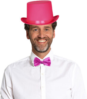 Carnaval verkleedset hoed en strik - roze - volwassenen/unisex - feestkleding accessoires
