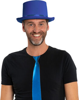 Carnaval verkleedset hoed en stropdas - blauw - volwassenen/unisex - feestkleding accessoires
