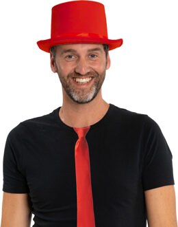 Carnaval verkleedset hoed en stropdas - rood - volwassenen/unisex - feestkleding accessoires