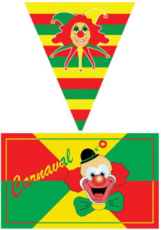 Carnaval versiering pakket - 1x grote vlag en 2x puntvlaggetjes - Feestpakketten