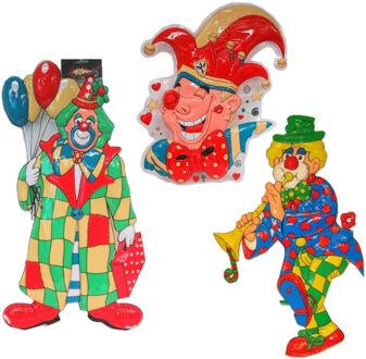 Carnaval versiering XL-pakket - 3x grote wand decoraties 60 cm - Feestpakketten