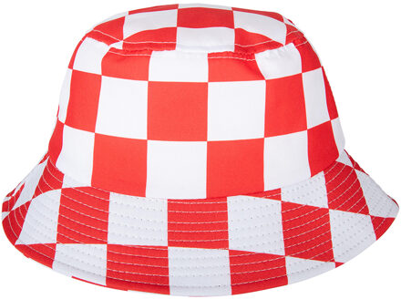 Carnaval vissershoedje Brabant - zonnehoedje - rood/wit - voor volwassenen