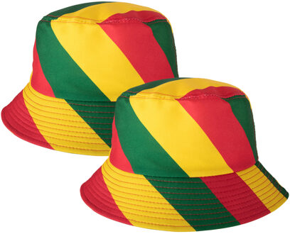 Carnaval vissershoedje Limburg - 5x - zonnehoedje - geel/groen/rood - voor volwassenen