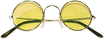 carnaval zonnebril - Hippie Flower Power Sixties - ronde glazen - geel