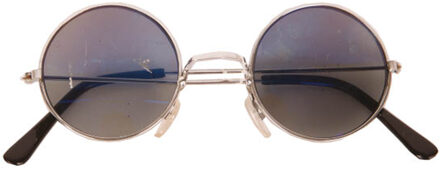 carnaval zonnebril - Hippie Flower Power Sixties - ronde glazen - grijs Antraciet