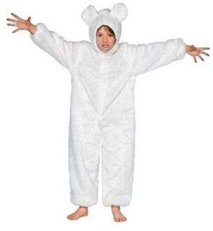 Carnavalskleding dierenkostuum witte Beer kind Berenpak Maat 164