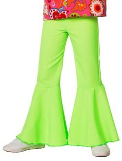 Carnavalskleding Hippie broek bi-stretch neon-groen kind Maat 152