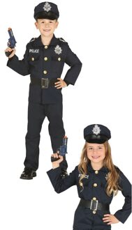 Carnavalskleding politie agent uniform jongens/meisjes 5-6 jaar (110-116)