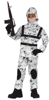 Carnavalskleding special forces soldaat uniform voor jongens 7-9 jaar (122-134) - Carnavalskostuums Wit