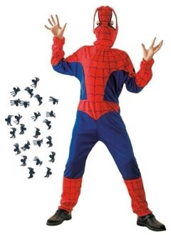 Carnavalskleding spinnenheld kostuum met spinnetjes maat L voor kids