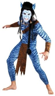 Carnavalskostuum Blauwe jungle strijder kostuum voor heren