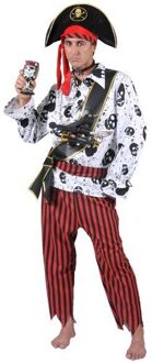 Carnavalskostuum: Piratenpak 5-delig Brett Rood - Zalm, Zwart, Wit - Transparant