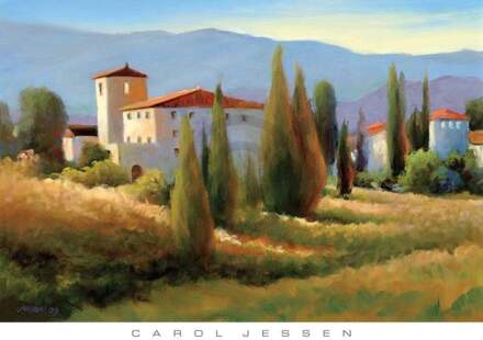 Carol Jessen - Blue Shadow In Tuscany I Kunstdruk 91x66cm