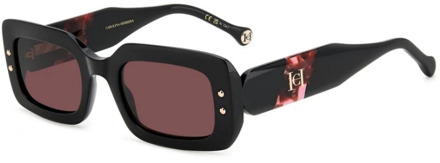 Carolina Herrera Stijlvolle Burgundy Zonnebril met Roze Lenzen Carolina Herrera , Black , Dames - 50 MM