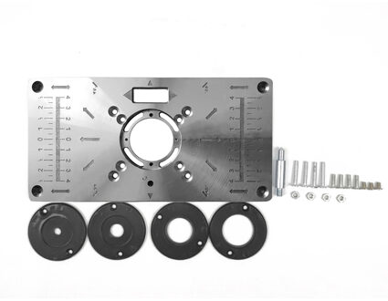 Carpinte Router Tafel Insert Plaat Houtbewerking Bankjes Tafel Zag Voor Multifunctionele Houten Plaat Machine Graveren 4 Ringen Tool zwart