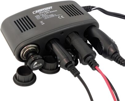 CarPoint 4-weg splitter 12V met controle-led zwart