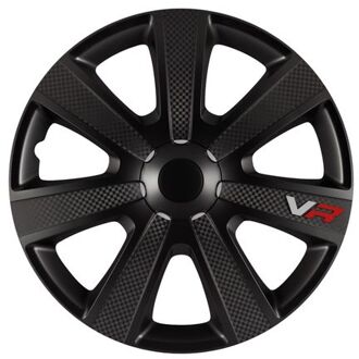 CarPoint wieldoppen VR Carbon 14 inch ABS zwart set van 4