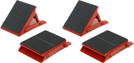 CarPoint Wielkeggen set - 4x - rood/zwart - metaal - 13 x 14 cm - voor aanhangers/caravans