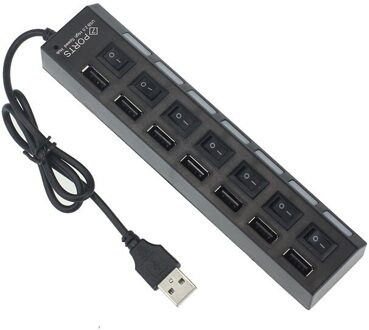 CARPRIE 7 Poorten usb hub LED USB High Speed 480 Mbps Adapter USB Hub Met aan uit Schakelaar Voor PC Laptop Computer PC Laptop zwart