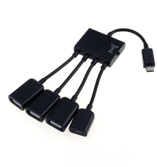Carprie Zwart 4 Port Micro Usb Power Opladen Otg Hub Kabel Voor Smartphone Tafel 6J13