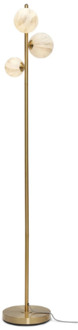 Carrara Vloerlamp - 3-bol - Goud Goud, Wit