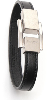 Carré Logo-gegraveerde Gesp Armband Saint Laurent , Black , Heren