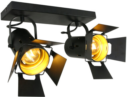 Carré Opbouwspot Goud Tweelichts Zwart