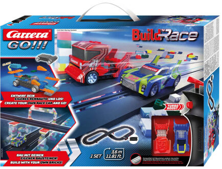 Carrera racebaanset Build 'n Race 3,6 meter 1:43 zwart 3-delig Rood