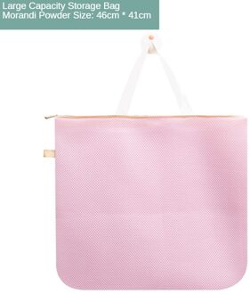 Carry Waszak Voor Wasmachine Anti-Vervorming Waszak Hoge Capaciteit Draagbare Mesh Waszakken Voor Vuile Kleren Morandi roze