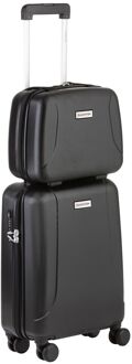 CarryOn Skyhopper 4 Wiel Trolley 55 + Beautycase Set black hardcase koffer Zwart - H 55 x B 35 x D 20 cm