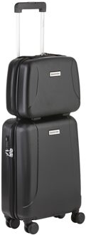 CarryOn Skyhopper 4 Wiel Trolley 55 + Beautycase Set black Harde Koffer Zwart