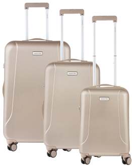 CarryOn Skyhopper kofferset TSA Trolleyset met OKOBAN Dubbele wielen Champagne Goudkleurig