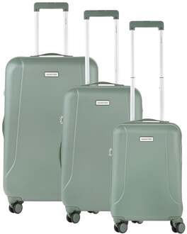 CarryOn Skyhopper kofferset TSA Trolleyset met OKOBAN Dubbele wielen Olijf Groen