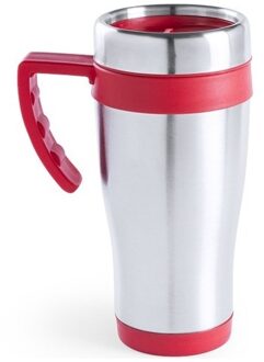 Carson RVS thermosbeker/warmhoud koffiebeker - rood - 500 ml - Isoleerbeker - Thermosbeker