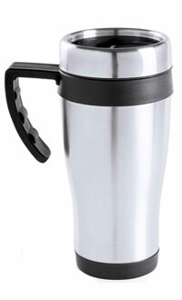 Carson RVS thermosbeker/warmhoud koffiebeker - zwart - 500 ml - Isoleerbeker - Thermosbeker