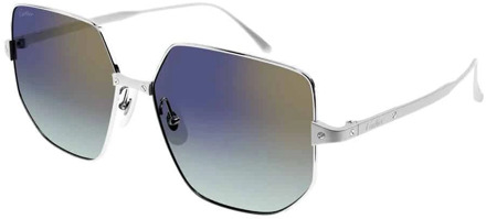 Cartier Prachtige zilveren zonnebril met violette lenzen Cartier , Gray , Unisex - 58 MM