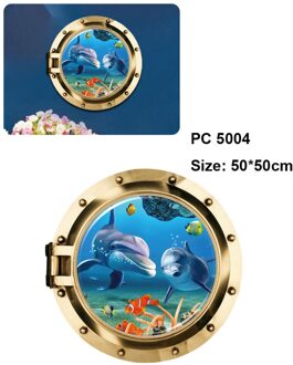 Cartoon 3D Blauwe Dolfijn Muurstickers Decal Badkamer Kleuterschool Stickers Kids Woonkamer Plafond Behang Home Floor Decor PC5004-3