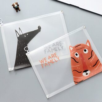 Cartoon A4 Rits Document Zak Transparante Map Briefpapier Grote Capaciteit Filing Producten (Willekeurig Patroon)