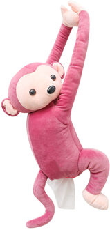 Cartoon Aap Papieren Servet Tissue Doos Thuis Auto Papier Houder Organizer Draagbare Tissue Doos Home Office Auto Tissue Dozen Roze