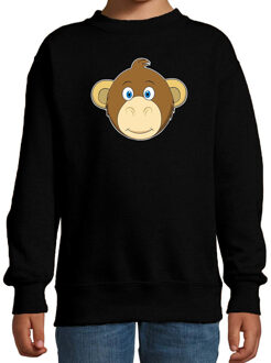 Cartoon aap trui zwart voor jongens en meisjes - Cartoon dieren sweater kinderen 14-15 jaar (170/176)