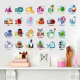 Cartoon Alfabet Muurstickers A-Z Engels Letters Home Decoratie Kinderen Kamers Home Vinyl Decor Kinderen Leren Muurstickers