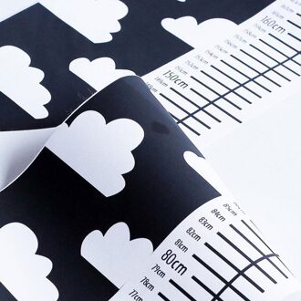 Cartoon Baby Kids Groei Grafiek Record Houten Frame Stof Hoogte Meting Heerser Voor Jongens & Meisjes Kinderkamer Muur decoratie zwart